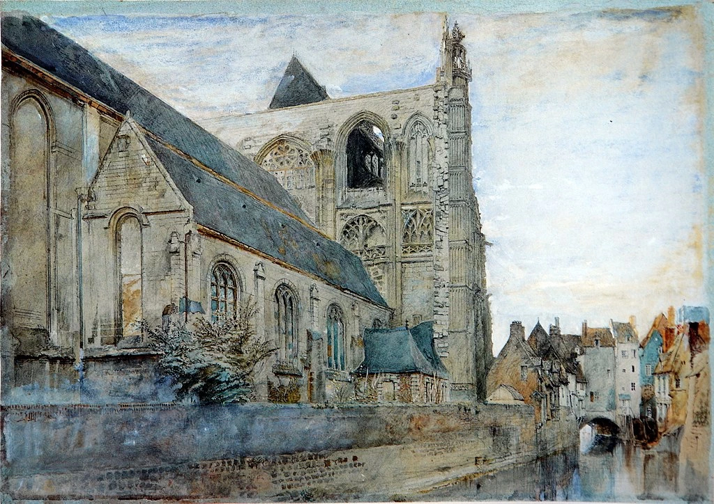 Chiesa di San Wulfran dal fiume, 1868, Abbeville